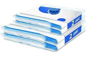 CaptainFive Bolsas Vacio Ropa 4 Piezas (2XL*100x80cm + 2L*80×61cm), Bolsas de Almacenaje al Vacio, Bolsas para Guardar Ropa, Ropa de Cama, Edredones, Almohadas, Mantas, Ahorro Espacio