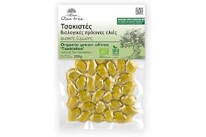 Olea Tree Greek Green Organic Natural Olives Split Super Colossal from Halkidiki, Pack of 3 x 200g (Total: 600g)