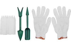 Jiakalamo Garden Tool Set, Garden Hand Tool with Gloves Trowel Shovel Rake Cultivator Weeder Fork, Garden Seeder Kit for Indoor Outdoor Lawn Yard(Garden Seeder Kit)