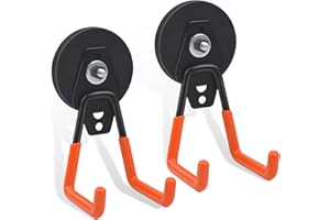 MAGXCENE Crochets magnétiques,66mm Aimants puissants avec crochets, Crochets magnétiques pour cuisine, garage，réfrigérateur, rideaux, salle de classe, barbecue, outils (Orange, 2 Pcs)
