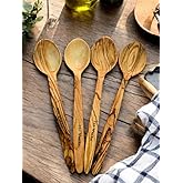 F&S WoodArt 4 Pieces 22 Cm Olive Tree Wooden Spoon Food Children's Food Pan Spoon