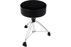 Gibraltar Drum Stool, Taburete para tambor 9000 Series Round Softy, 9608SFT (Diámetro: 35cm, Material Cordura y Asiento de Vinilo, Super Lock, Posición Trípode, Pies de Goma 'Super Foot')