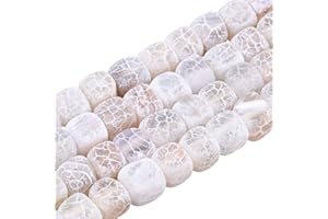 Perlin Pietra di agata opaca smerigliata, perle di pietra preziosa bianca, 8 mm, 12 pezzi, cubetti di pietra naturale satinata, pietre semipreziose, perle per gioielli