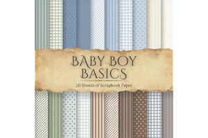Baby Boy Basics: 20 Patterned 8.5 by 8.5 Inch Pages of Gingham, Stripes & Dots in Baby Boy Colors for Scrapbooking, Junk Journals, and Paper Crafts