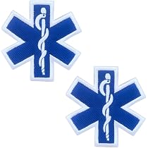 2 Toppe Ricamate EMT Croce Medica - Paramedico, Primo Soccorso, 8x5 Cm, Con Gancio E Anello - 2