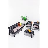 MOBETTO Lara 3+1+1+S Bah&ccedil;e Takımı Balkon - Bah&ccedil;e - Teras Mobilyası/Antrasit