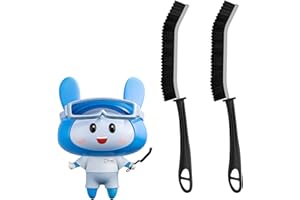 Cleangor Cepillo Juntas, Cepillo de Cerdas Duras con Cabezal de Cerdas Duras Dentadas y Mango Ergonómico, Adecuado para Baños, Inodoros, Cocinas y Ranuras de Puertas y Ventanas (2, Negro)