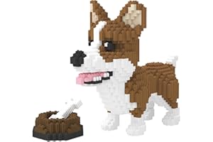 Larcele Bloques de construcción para perros Corgi, ladrillos de juguete para construir bloques de construcción, 4819 piezas KLJM-02 reutilizables (perro y comida Corgi)