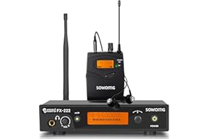 SOWOITIG Kabelloses In-Ear-Monitoring-System – Professionelles UHF-IEM-System (Mono) mit Rackmount-Metall-Sender, 1 Bodypack-Empfänger mit Ohrhörer, 100 Frequenzen, 80 m Reichweite für Sänger & Bands