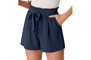 PrinStory Women's Summer Wide Leg Drawstring Shorts with Pockets