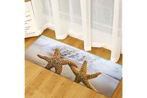 Morbuy Tappetino per Porta Ingresso, Zerbino Stampa Mare 3D, Antiscivolo, Lavabile, Morbido, per Interni Ed Esterni, per Bagno, Cucina, WC, Balcone (Gioco di Stelle Marine,40x60cm)