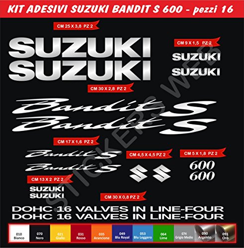 Pimastickerslab Lot de 16 stickers Suzuki Bandit S600 S-600 - Coloris au choix Code 0079, Argento cod. 090