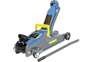 LARBANKE Floor Jack,2.5 Ton Capacity Hydraulic Floor Jack with Portable Handle and Reflective Tape,Low Profile Jack with Single Piston Quick Lift Pump,Lifting from 85mm to 385mm,Blue