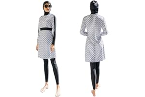 IBTOM CASTLE Modest Swimwear Muslim Swimming Costume for Women Full Coverage Long Floral Print Islamic Hijab Burkini 3pcs Set Ladies Beachwear Surfing Diving Suit Outfit