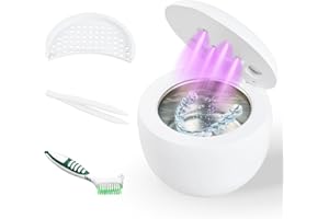 MAPILLE Limpiador Ultrasonidos 45kHz Lampara UV Ultrasonidos Limpieza Dental Pod 200ML Ultrasonic Retainer Cleaner Ultrasonidos Limpieza Limpiador Ultrasónico Portatil para Dentaduras Ferula Retenedor Joyas