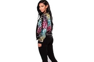 Crazy Girls Women’s Metallic Festival Outfit Jacket Sequin Top Zip Up Stylish Jacket for Party and Festival Wear 8-10, 12-14, 16-18