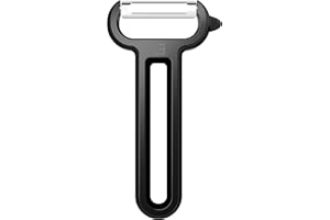 Linoroso Peeler, Serrated Cut Y-Type Thin Peeler with Tip for Fruit and Vegetable Peeling, Sharp Smooth, Comfortable Grip - Classic Black