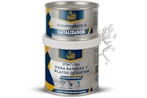 BRICOSALVAJE Pintura para Platos de Ducha y Bañeras, Acabado MATE, Kit 150 ml (Componente B) + 600 ml (Componente A) – Secado rápido, alta dureza y resistencia Premium (Niebla de Invierno)
