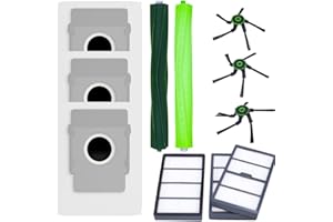 PUREPOWER Piezas de Repuesto para Roomba iRobot S9 S9+ (9150 9550) Aspiradora | Kit de Accesorios Rumba Serie S (11 en 1) 3x Bolsa de Polvo 3x Filtro HEPA 3x Cepillos Laterales 2x Cepillos Principales de Goma