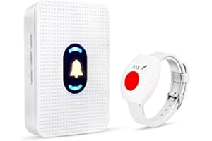 DAYTEE Daytech przycisk alarmowy dla seniorów/połączenia alarmowego z bransoletką alarmową do pielęgnacji domowej, bransoletka dla seniorów wymagających opieki (1 x odbiornik + 1 x bransoletka SOS)