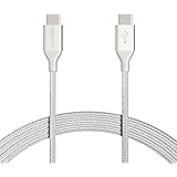 Amazon Basics Cavo in nylon intrecciato da USB-C a USB-C 2.0 a ricarica rapida, velocità 480 Mbps, certificazione USB-IF, per