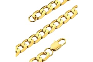 GOLDCHIC JEWELRY Flat Cuban Chain Necklace 4mm/6mm/9mm, 316L Stainless Steel Curb Link Chains for Men Women, Hip Hop Jewelry 36, 46, 51, 55, 61, 66, 71, 76 cm