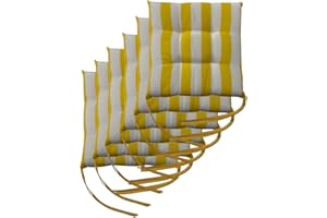 Il Tuo Artigiano Design Lot de 6 coussins pour chaises de jardin, fabriqués en Italie, coussins pour chaises de cuisine, 40 x 40 cm, rembourrages en éponge et acrylique doux (blanc et jaune)
