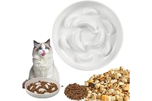 JOZMMZEOOA Comedero Antivoracidad Gato,Comedero Gato 16 * 16 * 3.2 CM Interactivo Blanco Platos para Diseño de Laberinto Interactivo Fácil de Limpiar (Blanco)