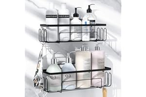 GEEDIAR Shower Shelf, 2 Pack Self Adhesive Shower Caddy, Stainless Steel Bathroom Shelves, Two Installation Modes, Rustproof Wall Mount Bathroom Rack Storage Organizer, for Bathroom,Kitchen