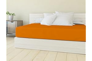 BANZAII TEXTILE INNOVATOR ONLINE Banzaii Lenzuolo sotto con Angoli in Microfibra trattamento Manopesca, No Stiro, Francese 130/140 x 190/200 x 30 cm, adatto sia a materassi alti che bassi, Arancio Chiaro Made in Italy