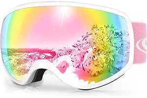Findway Kids Ski Goggles,Kids Skiing Snow Goggles for Boys Girls Childrens,OTG 100% UV Protection Anti-fog for Ski Snowboard Ages 3-12