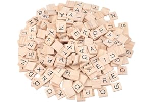 DICOSMETIC 300 Tessere in Legno per Scrabble, Lettere dalla A alla Z, per Scrivere, Cruciverba, Giochi di Parole, Strumenti di Apprendimento per Artigianato e Ortografia