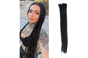 Dsoar Extensiones Dreadlock 12 Hebras, Rastas Sintéticas de 24 Pulgadas para Hombres/Mujeres, Extensiones de Cabello Hippie Hechas a Mano Completas
