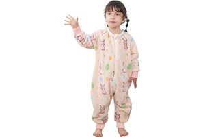 TMEOG Saco de Dormir Bebe con Pies Tog 2 Pijama Polar Manga Larga Pelele con Cremalleras para Niño y Niña 1-6 Años