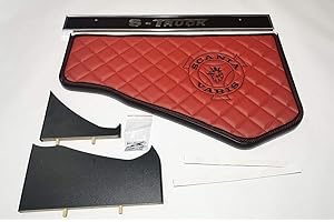 ‎KRAM-TRUCK KRAM-TRUCK Gesteppter, Bestickter Mitteltisch für Auto, Kompatibel mit Scania S/R ab 2017 Neue Generation, Rot, Lederimitat auf Schaumstoff 10 mm, Hygienezertifikat