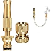 SHAMLILA Brass Water Spray Nozzle for 1/2 Inch Hose Pipe, Adjustable High Pressure Spray Gun, Heavy Duty Push-Fit Nozzle for 