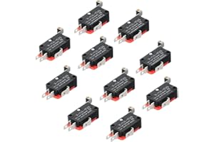 HiLetgo 10pcs V-156-1C25 Lead Limit Switch SPDT Switch Silver Base Contact Roller Swing