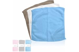 MA NASIR Baby Face Cloth Super Soft Microfiber Polyester Baby Hand Cloths Extra Absorbent Fast Drying Reusable Face Cleansing Cloths Bath Feeding Shower Towel Wipe Assorted Color 30x30cm (Pack Of 3)