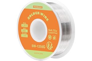 TOWOT Fil de Soudure Sans Plomb, Soudure Douce Avec Noyau de Colophane Pour Soudure Électrique (Sn99.3% Cu0.7%/1.2mm,50g)