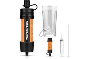 ENONEO 5000L Filtro Acqua Personali Mini Portatile Purificatore Acqua Filtri Filtro per L'acqua All'aperto Esterna Cannuccia di Emergenza,Rimuove il 99,99% dei Batteri per Emergenze e Camping