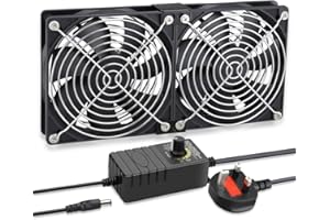 GDSTIME Dual 120mm Fan with 220V 240V AC Plug 2 x 120mm Computer Fan DC 4-12V Adjustable Speed Big Airflow For Cabinet Chassis PC Server Machine