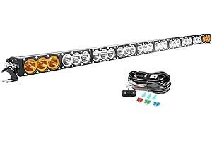 Willpower Barre LED 54'' 300W Rampe Unique 12V 24V IP67 Projecteur Feux Phare de Travail pour 4x4 Voiture Camion Tracteur Quad Bateau, avec Câblage, Ambre & Blanc