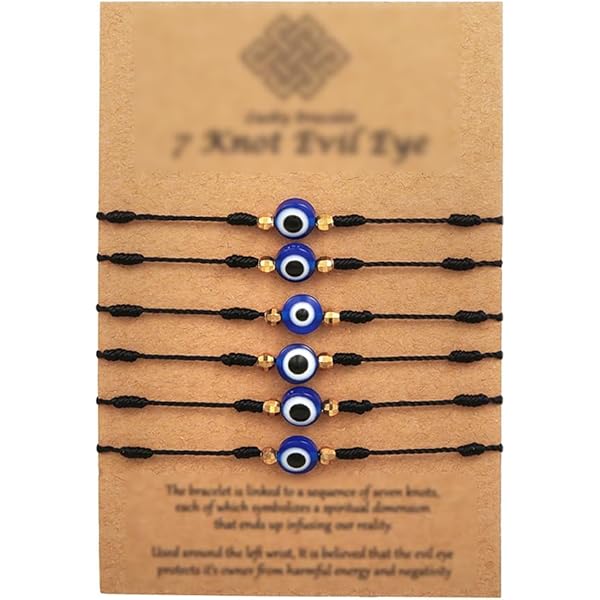 Braccialetti Portafortuna Malocchio Con Occhio Turco - Set Da 6 Intrecciati A Mano