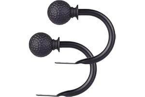SZXIMU Curtain Holders for Wall Curtain holdbacks Set of 2 Curtain Hook Wall Mounted Window Treatment Holdbacks with Hammer Texture Finials, Black