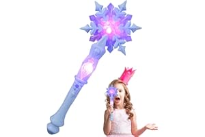 MAGICLULU Princess Wand 1Pcs Princess Wand Light Up Snowflake Glow Wand Light Up Snowflake Wand Light Up Wand for Christmas Halloween Party Supplies (Without Batteries)