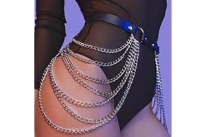 Prosy Punk Layered PU Cuir Soutien-Gorge Bikini Corps Chaîne Cercle Poitrine Chaîne Harnais Corps Chaîne Été Plage Discothèque Bijoux Réglable pour Femmes et Filles (Chaîne de taille)