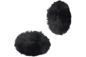 KINBOM 2 Piezas Pompones de Pelo Peludo, Coletas de Coleta Scrunchies de Pelo de Piel de Conejo Sintético (Negro)