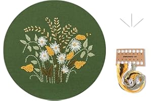 IZEERA Embroidery Set for Embroidery Kits - DIY Embroidery Starter kit for Adults Beginners - Stamped Floral Pattern with Instructions, Threads and Needles for Crewel Sewing Craft Kit