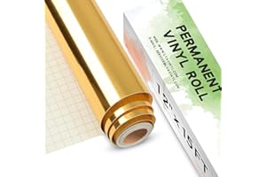Lya Vinyl Vinile adesivo oro cromo, 30,5 x 457,2 cm, Vinile adesivo oro per Cricut, Silhouette Cameo, Pellicola oro metallizzata per regali fai da te, tazza, finestra, ceramica, plastica