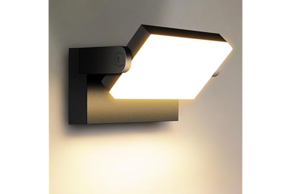 Kingwen 40W Applique Murale Exterieur Rotatif 3000K, Applique Led Extérieur Noir Angle Réglable 360°, Lumiere Extérieur Imperméable IP65 pour Jardin Entrée Terrasse